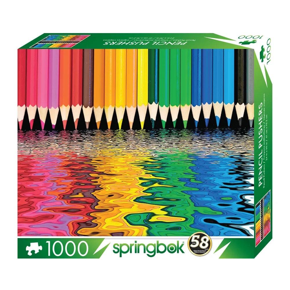 NEW Springbok Pencil Pushers 1000‎ piece jigsaw puzzle Rainbow Colorful Pretty!